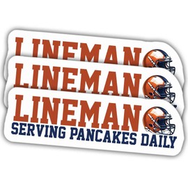 3pcs Football Stickers Football Decals Lineman Serving Pancakes Daily Vinyl Stickers, Weather-Resistant Sticker for Water Bottles Laptop Window Car 3pcs Size 5"