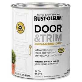 Rust-Oleum 369384 Advanced Dry Door & Trim Paint, Quart, Satin White
