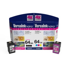 VersaInk-Nano 64 MS MICR Black Ink Cartridge for Check Printing & VersaInk-Nano 64 CS Tri-Color Ink Cartridge Pack (64 Combo), Cyan