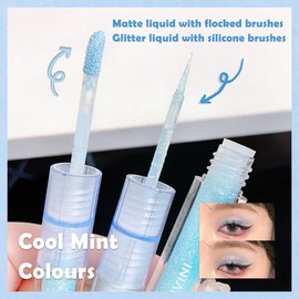 Shimmering Eyeshadow Palette, Blue-Purple-Green Shades, Liquid Eyeshadow, Pearlescent Matte Effect, 3-in-1, Quick Drying, Long Lasting