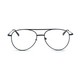 EYE ZOOM Aviator Style Metal Frame Reading Glasses with Spring Hinge, Navy Blue, +1.75