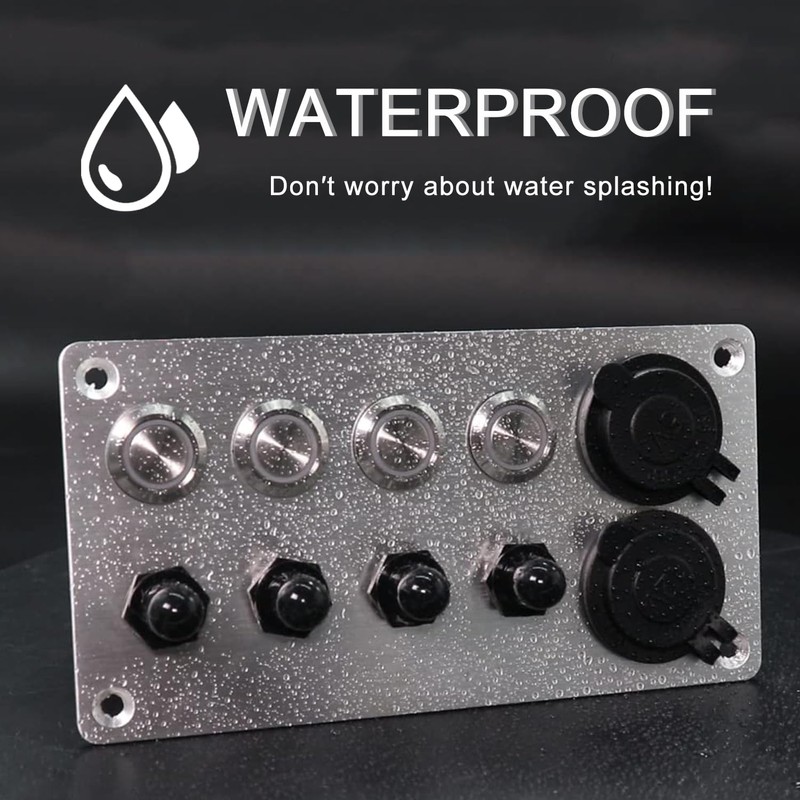Ambuker 4 Gang 12V Momentary Push Button Switch Panel Antioxidant