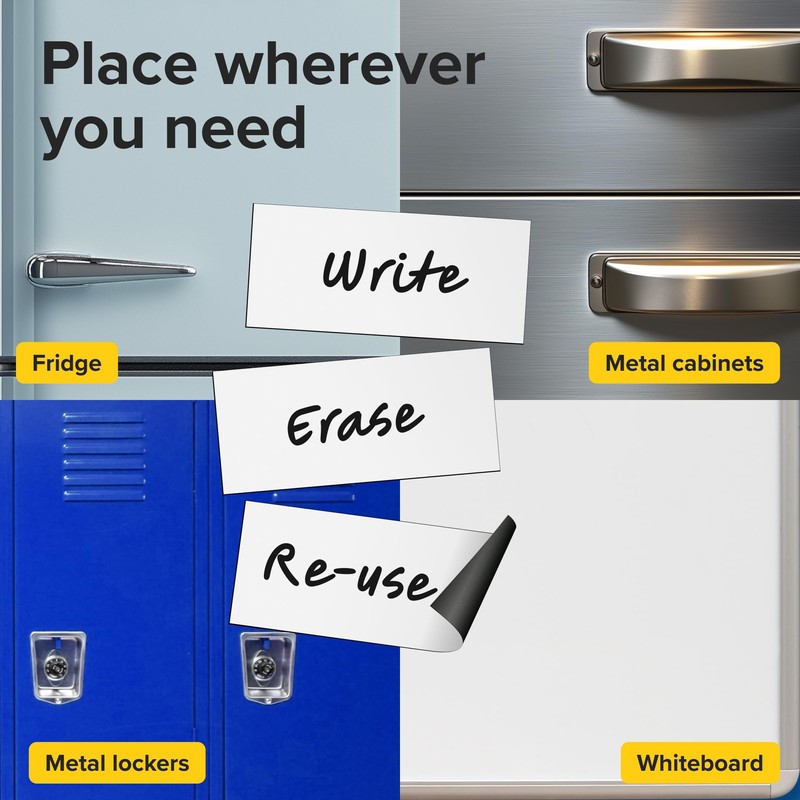 X-bet MAGNET Dry Erase Magnetic Labels - Reusable Sticky Notes