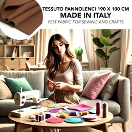 IPEA Felt Fabric Brown - Large Piece 190 x 100 cm - Made in Italy - Soft Felt Fabric Plain for Clothing, Accessories, Decorations, Creations, Patchwork - Fabric for Sewing - Craft Felt