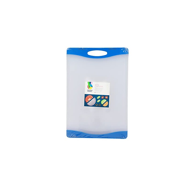 KitchenCraft Colourworks CWBOARD350BLU Polyethylene Reversible Cutting Board, Blue, 36.5 x