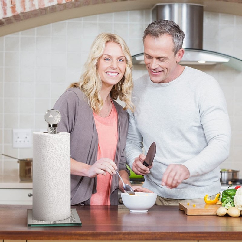 Silver Paper Towel Holder Stand, Countertop Paper Towel Roll Dispenser