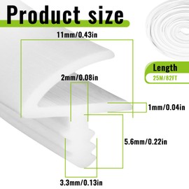 25M Türrahmen Dichtung für Schallschutz, Türdichtung für 3mm Nut und 11mm Falz für Schalldämmung, Kollisionsvermeidung und Feuchtigkeitsbest (Weiß, 25 Meter)