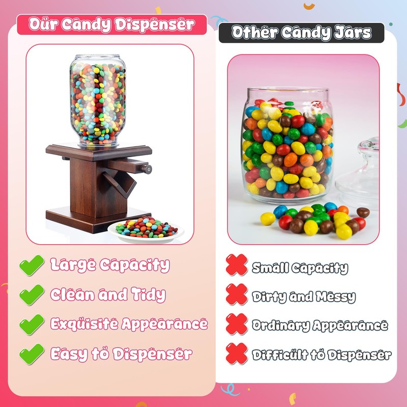 Maxdot 2 Pcs Wooden Candy Dispenser Machine Wood Cereal Storage
