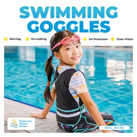 Wal Base Kids Swimming Goggles, Soft Silicone Rubber, Leak-Proof Durable & Flexible, Easy One-Touch Strap Adjustment, with Breathable Soft Case (Blue)