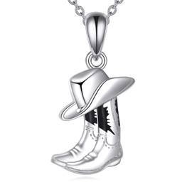 TIGER RIDER Cowboy Necklace 925 Sterling Silver Boot Hat Western Boots Pendant Fashion Jewelry Gifts for Women Men
