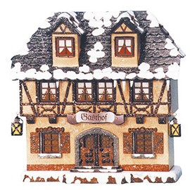 Small Figures & Ornaments Winter children Inn illuminated - 15cm / 6inch - Hubrig Volkskunst