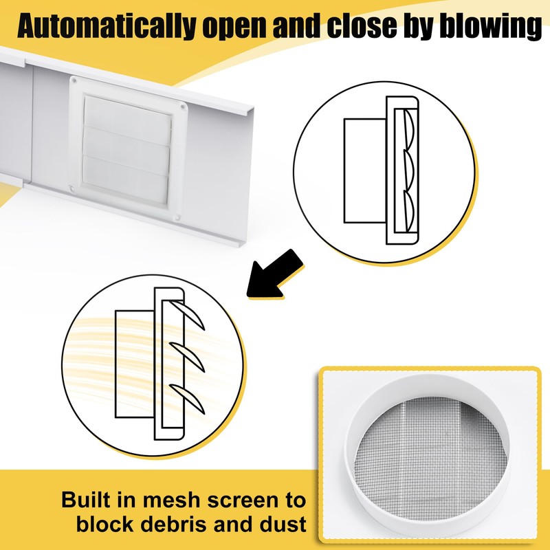 Powrocket Dryer Vent Window Kit for 4in Dryer Vent Hose,