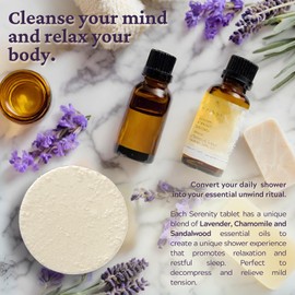 Onsen & Bloom Serenity Shower Steamers Aromatherapy - Lavender Shower Bombs Aromatherapy with Essential Oils, Shower Steamers for Women (15 Shower Tablets)