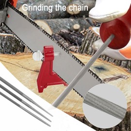 Chainsaw Sharpener File Kit, Chainsaw Field Sharpening Kit for Sharpening Chain Saw Blades, Include Chainsaw Filing Stump Vise, Round Files, Wood Handle, Depth Gauge, Quick Check Gauge etc