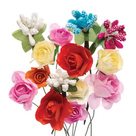 Baker Ross AW238 Paper Flower Assortment — Creative Art Supplies for Kids, Spring Crafts, Gift Wrap, and Decorations (Pack of 42)