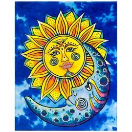 Beachland Sun and Moon 54 x 68 inch 100% Cotton - Printed Velour and Terry - Family Size (Sun and Moon, 1 Towel)