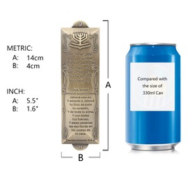 BRTAGG Mezuzah Case with Double Sided Tape, 5.5" Tall, Spanish & Hebrew Scripture, Bronze, Easy Peel and Stick Mezuzah Cover Jewish Gifts (for 4 Inches Scroll)
