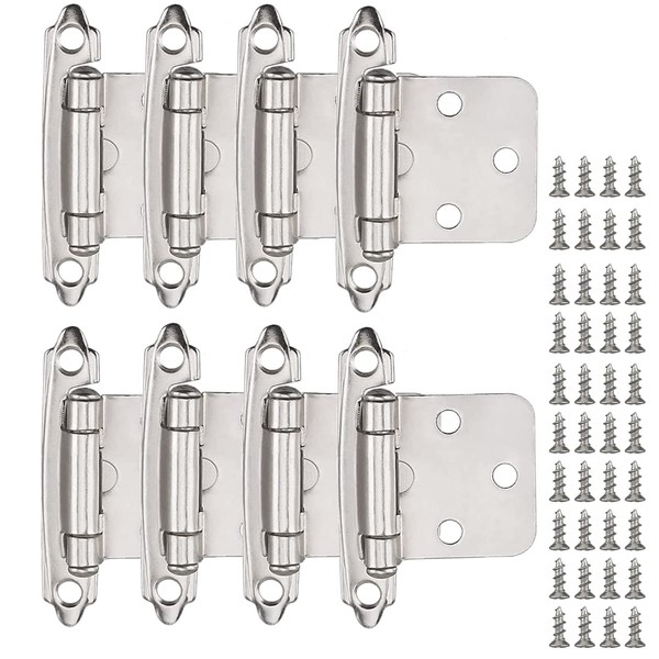 16 Pack Overlay Cabinet Hinges,1/2"Overlay Cabinet Hinge Satin Brushed Nickel
