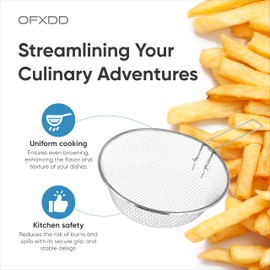 Metal Deep Fry Basket Strainer - 9 Inch - Stainless Steel Fries Cooking Strainers - Fryer Baskets With Handle