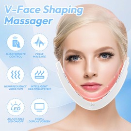 Electric V-Face Shaping Massager, EMS Facelift Device, 18 Intensity Levels, 6 EMS Modes, 5 Lights, Face Massager for Toning, Lifting & Jawline Trainer with Remote Control