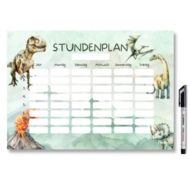 Dino timetable magnetic wipe clean (magnetic timetable including pen)
