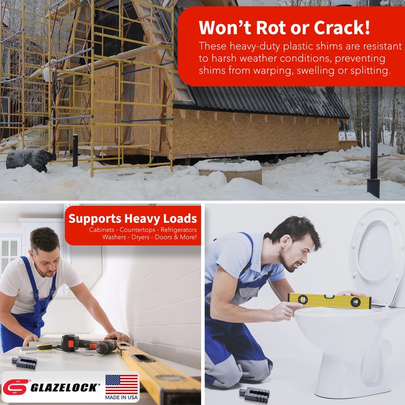Glazelock Plastic Peel Away Stackable Shims for Leveling 32 Pieces