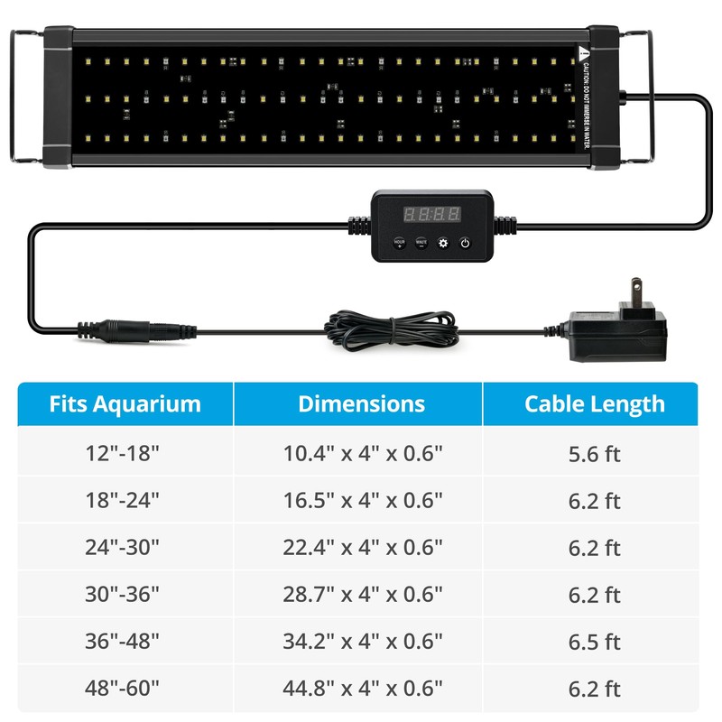 NICREW ClassicLED Plus LED Aquarium Light with Timer, 27 Watts,
