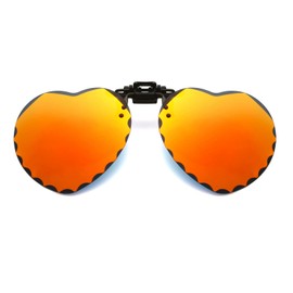 YAMEIZE Funky Herz Polarisiert Clip-on Love - Heart Sonnenbrille für Damen Herren Anti-Glare Lustige Herz förmige Brille Flip-Up UV 400 Schutzbrille Party Fahren