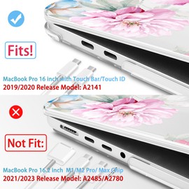 Mektron for MacBook Pro 16 inch Case 2020 2019 Release A2141, Soft Touch Plastic Laptop Case Pro 16-inch with Touch Bar & Touch ID, Illustration Flower