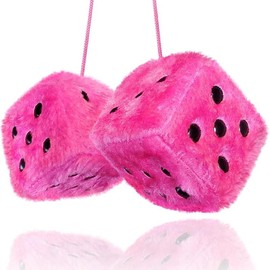 Black Fuzzy Dice Car Accessories – Plush Cute Pink Car Accessories for Interior - Plush Rear View Mirror Hanging Ornament Decorations - Retro Y2K McBling 2000s Aesthetic Decor - (Black Pink) Windshield - Color: Pink and Black
