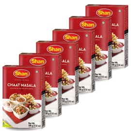 Shan - Chaat Masala Seasoning Mix (100g) - Spice Packets for Tangy and Spicy Garnish (Pack of 6)
