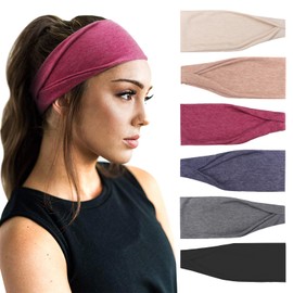 DRESHOW 6 Pack Yoga Sports Headbands for Women Elastic Non-Slip Headbands Running Workout Hair Bands