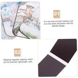 TEHAUX 4pcs Scenery Bookmarks Magnetic Bookmarks Set Book Markers for Women Magnetic Page Clips Reading Accessories Delicate Decor