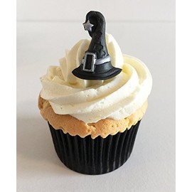 Holly Cupcakes 6 Sugar Witches Hats Handfinished with Edible Silver Paint- Handmade with Love with the UK!
