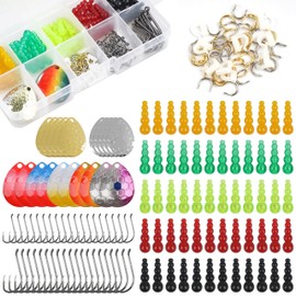 Fishing Lure Making Kit for Walleye Rigs, 170pcs Bass Fishing Lures Making Supplies Parts Crawler Harness Trout Bass Salmon Colorado Blades Hooks Stacked Fishing Beads Kokanee Rigs Trolling Rigs
