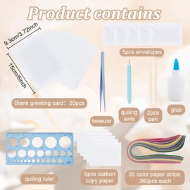 WEBEEDY 20 Set Mit DIY Blumen Abschluss Quilling Grußkarten Bastelset Papier Quilling Set Mit Anleitung Für Erwachsene Anfänger Handgemacht 5 Stile Blumen Abschlusskappe Grußkarte Für Absolventen