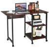 Costway Rolling Computer Desk Folding Writing Office Desk w/ Storage