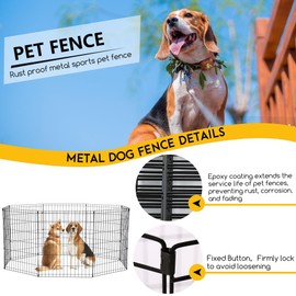 FDW 36 Inch Dog Pen 8 Panel Dog Playpen Indoor Outdoor Metal Puppy Pet Fence Portable Folding Animal Exercise Fence,Black