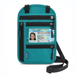 RFID Blocking Travel Wallet for Women & Men, Passport Cover, Anti-Theft, Slim Neck Pouch, mint green