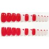 Raspberry Hearts Glossy Square Press-On Nails - 24 Pieces -