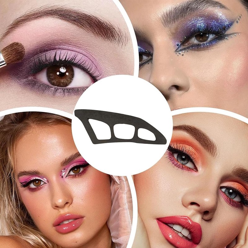 NHQZ Lidschatten schablone,3 Stück lidschatten-werkzeuge,lidschatten applikator, Augen-Make-up-Hilfe mit Make-up-Pinsel,eyeliner schablone