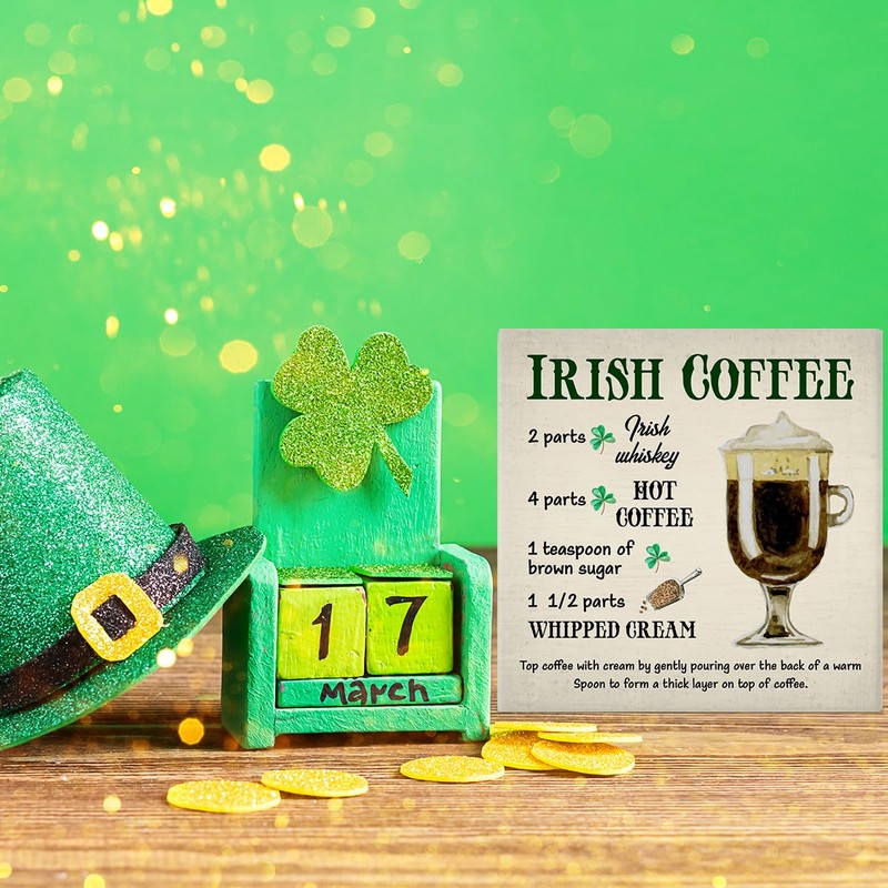 Coffee Decor, St. Patricks Day Irish Coffee Wooden Sign Home