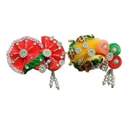 Divine-Interiors Laddu Gopal Pagdi Designer Mukut Set for Kanha ji, Khatu Shyam ji Accessories (Set of 2) (Multicolor, 3-4)