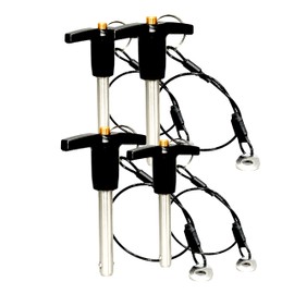 4PCS Stainless Steel T - Handle Lock Pins, 1/4"~5/8"Pin Dia. 2"~5"Usage Length Push-Button Quick Release Pin Safety Pin Handle Stop Pin with Lanyard Cable (Pin Dia(MM): 6.35mm, Usage Length(MM):40)