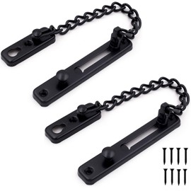2 Pack Door Chain Lock, KINJOEK Stainless Steel Security Chain Guard with Spring Anti Theft Press Lock, Heavy Duty Polished Door Latch with Screws, Red Bronze
