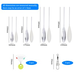 Sbirolino Set of 16 4 x Spirolino Sinking 4 x Sbirolino Floating (8 g 10 g 15 g 20 g) 5 x Triple Swivel and 3 Sizes Line Stopper Fishing (M L XL) Sbirolino Trout Set for Trout Bait