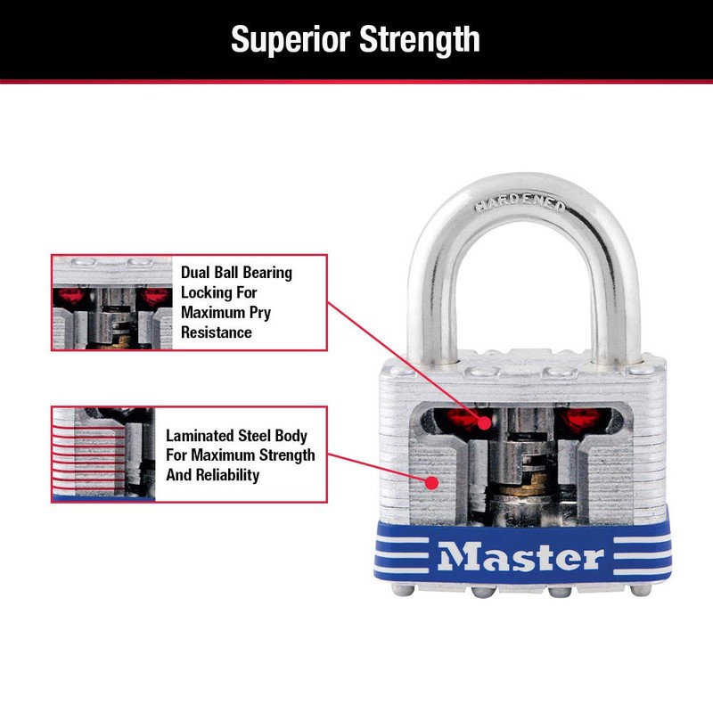 Master Lock 5T Outdoor Padlock with Key, 2 Pack Keyed-Alike,