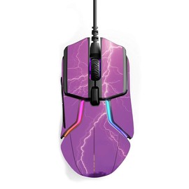 MightySkins Skin Compatible with SteelSeries Rival 600 Gaming Mouse - Purple Lightning | Protective, Durable, and Unique Vinyl wrap Cover | Easy to Apply, Remove, and Change Styles | Made in The USA