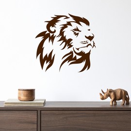 Vinyl Wall Decal Lion King Head African Animal Predator Stickers Large Decor (1396ig) Gold Metallic
