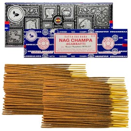 LAMARE Satya Nag Champa Incense Pack 100g + Super Hit 100g (Between 70 and 80 Sticks of Each Scent) - Aromatherapy - Meditation - Yoga - Eco Friendly Packaging
